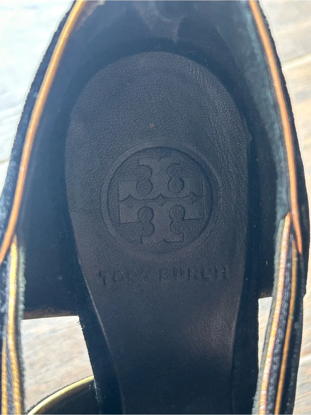 Tory Burch Velvet Leather Trim Embellishment Gladiator Sandals 7.5